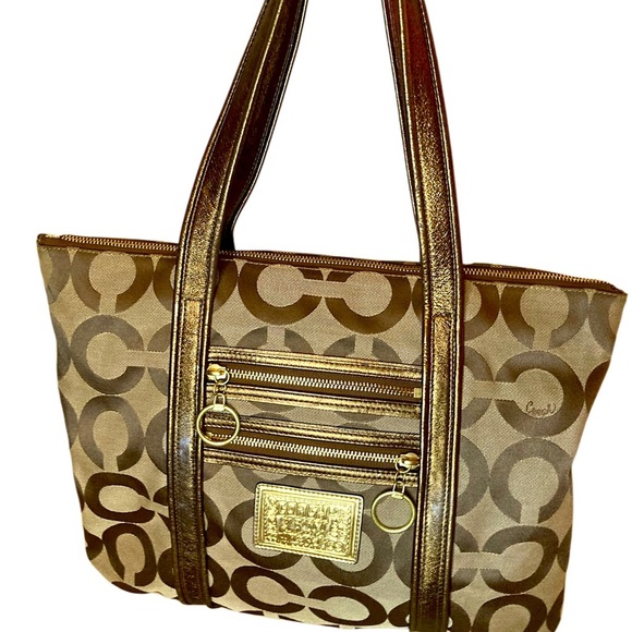COACH POPPY tote SHOULDERBAG satchel 14.5x14